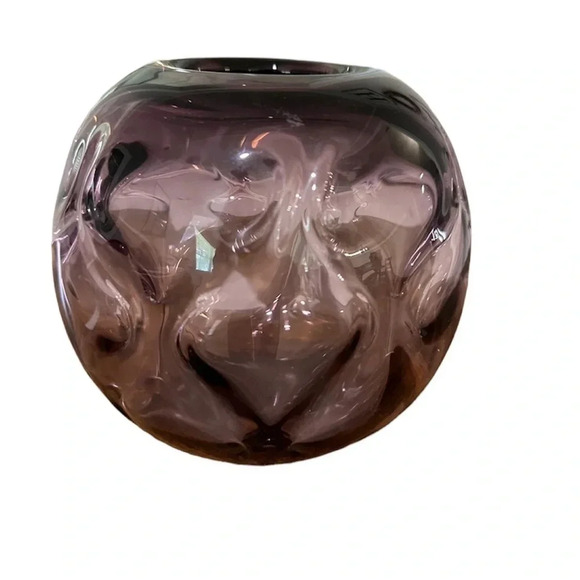Vintage Amethyst Round Flower Vase 6" Tall - Picture 1 of 6